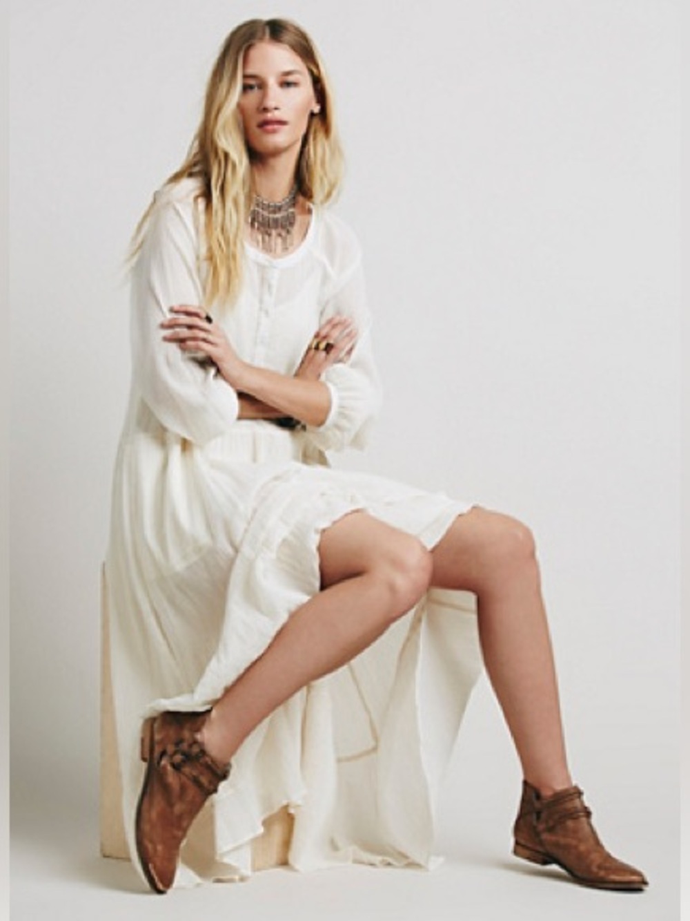 Free People Large Cream Epic Maxi Dress